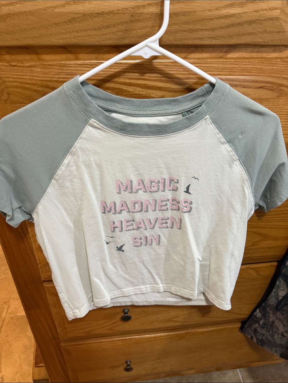Taylor Swift Mint Green and White Raglan Graphic Tee